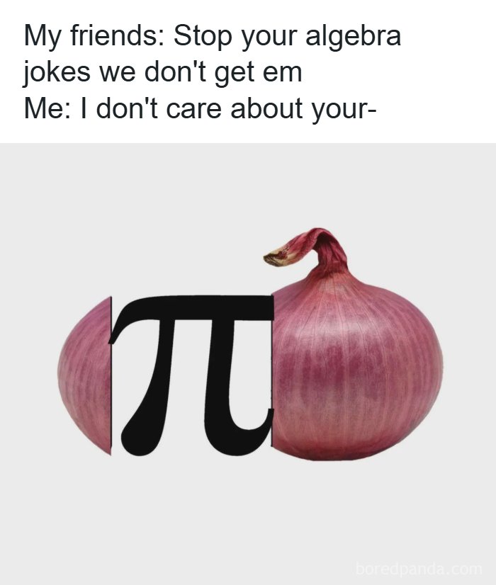 Algebra-Meme, das das Pi-Symbol kombiniert mit einer Zwiebel zeigt und einen Witz erkl&auml;rt, den ein Meme-Account f&uuml;r diejenigen erkl&auml;rt, die ihn nicht verstehen.